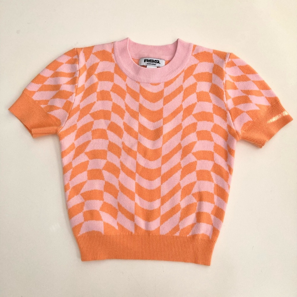 Orange and Pink Cropped Sweater Tee